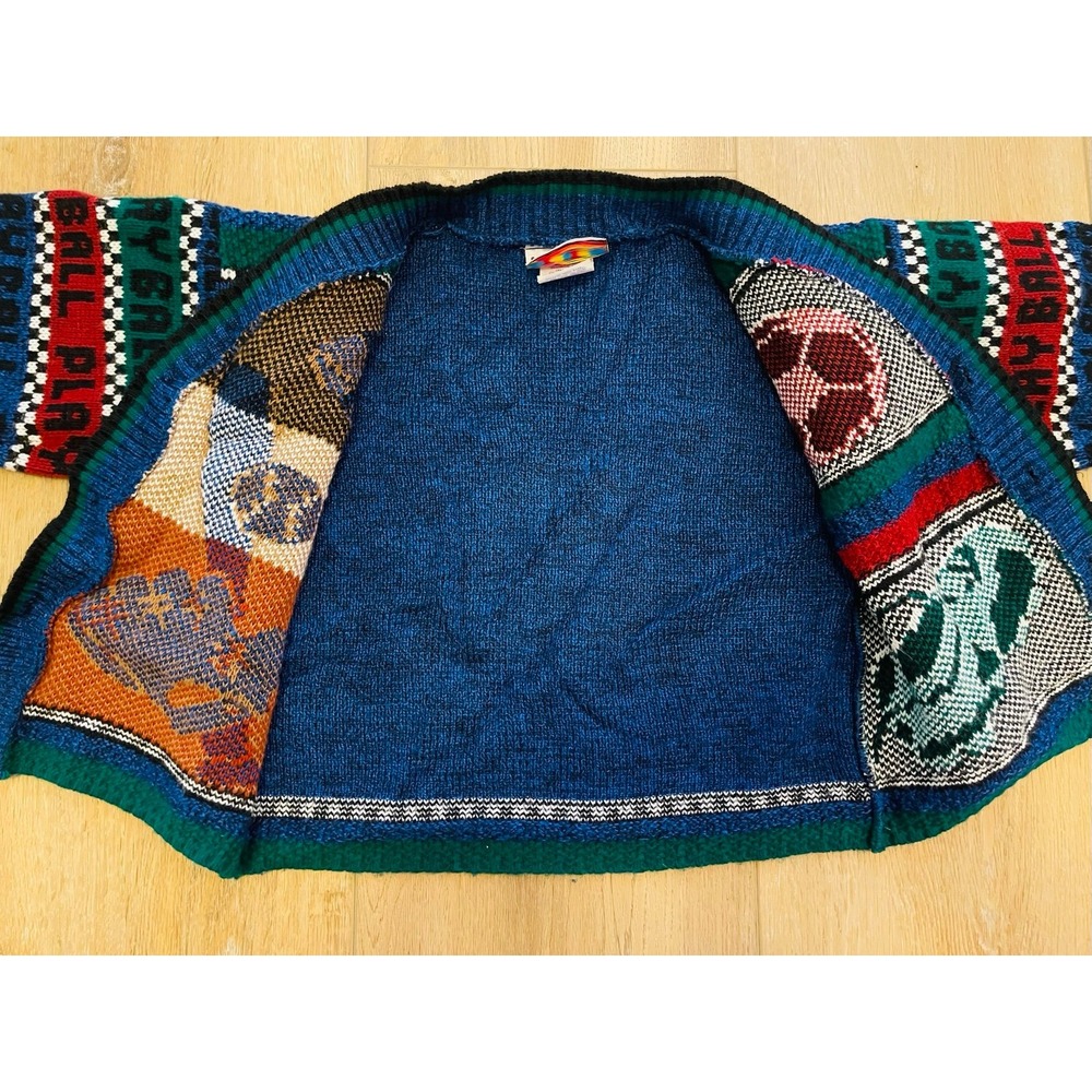 Vintage 90's Hot Cashews Baseball Theme Youth Long Sleeve Button Up Sweater - Picture 7 of 7